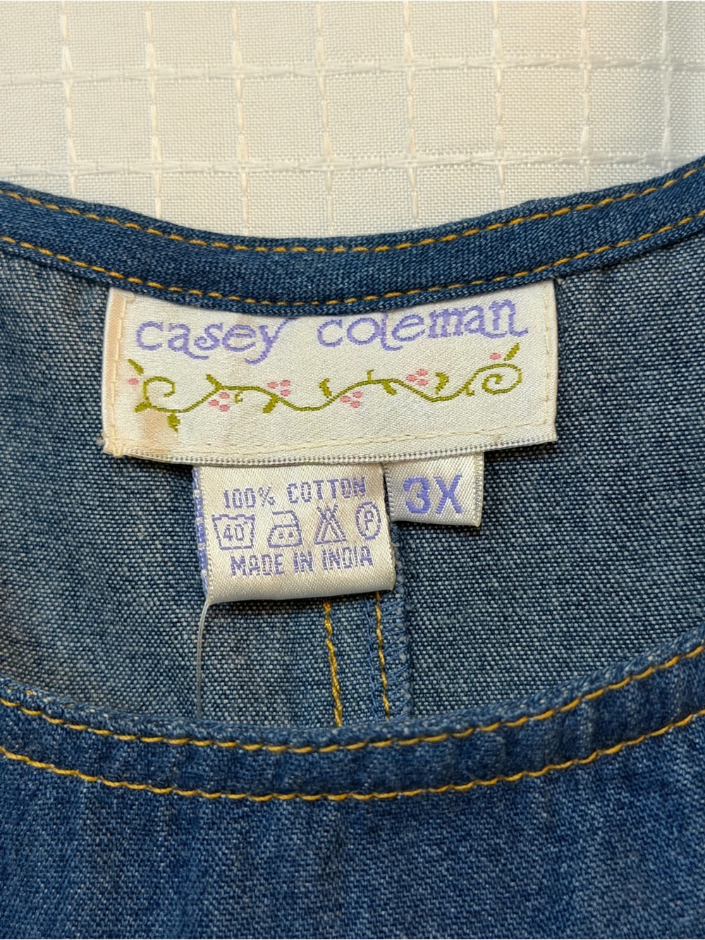 Vintage 90s Casey Coleman Embroidered Lighthouse Denim Jumper Dress NWT 3X - Picture 2 of 12